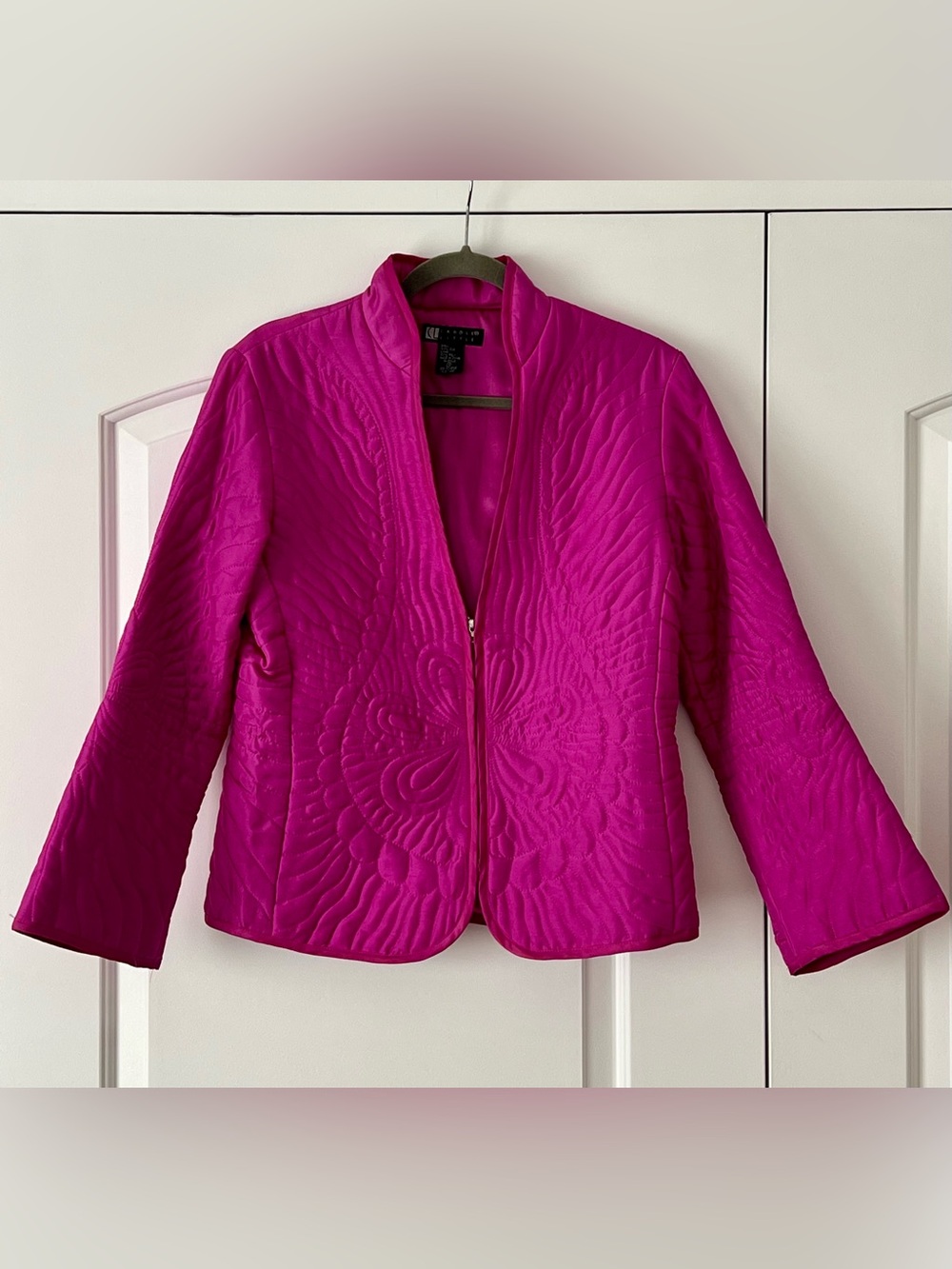 Carole Little Silk Quilted Jacket in Fuchsia Pink
